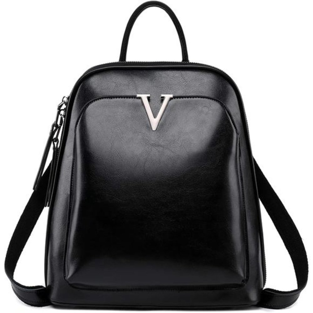 Hot Vintage Leather Backpacks For Women Bags School Travelling Bags Black